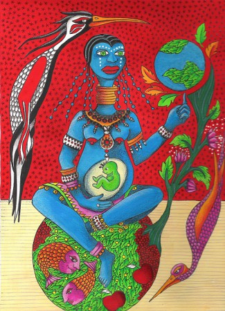 La Terre - 20x29 cm / 45x55 cm avec cadre - gouache